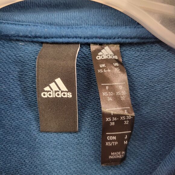 Adidas Crop Sweater Womens XS Blue Mock Neck Pocket Sweatshirt 1/4 Zip - Picture 5 of 8